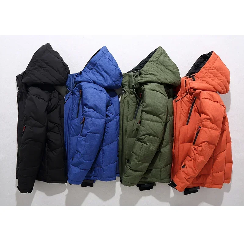 Men's White Duck Down Jacket Warm Hooded Thick Puffer Jacket Coat Male Casual Thermal Winter Parka