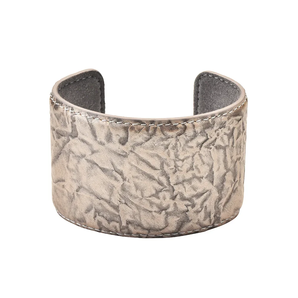 Vintage Cowhide Open Wide Edge Bracelet New Fashionable High-end Snake Patterned Leather Fashion Jewelry Party Bangle Women 6