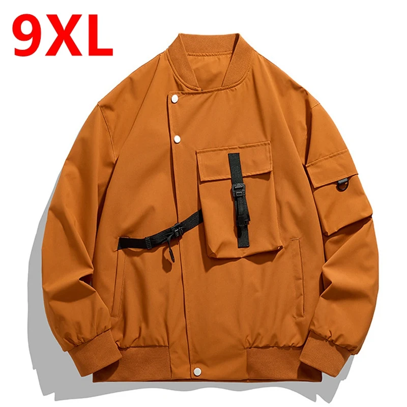 Plus Size Baseball Suit Men Spring  Autumn Work Coat Trendy Loose Japanese Casual Jacket Standing Collar Student150kg 9xl