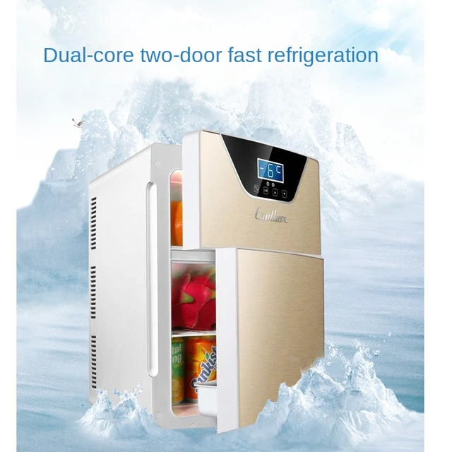 Mini refrigerador pequeño para coche, refrigerador doble de uso doméstico,  frío y cálido, caja de frescura, 20l - AliExpress