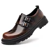 British Cowhide Platform Metal Buckle Leather Shoes for Men Designer Soft-soled Men's Wedding Shoes Fashion Business Shoe Male 4