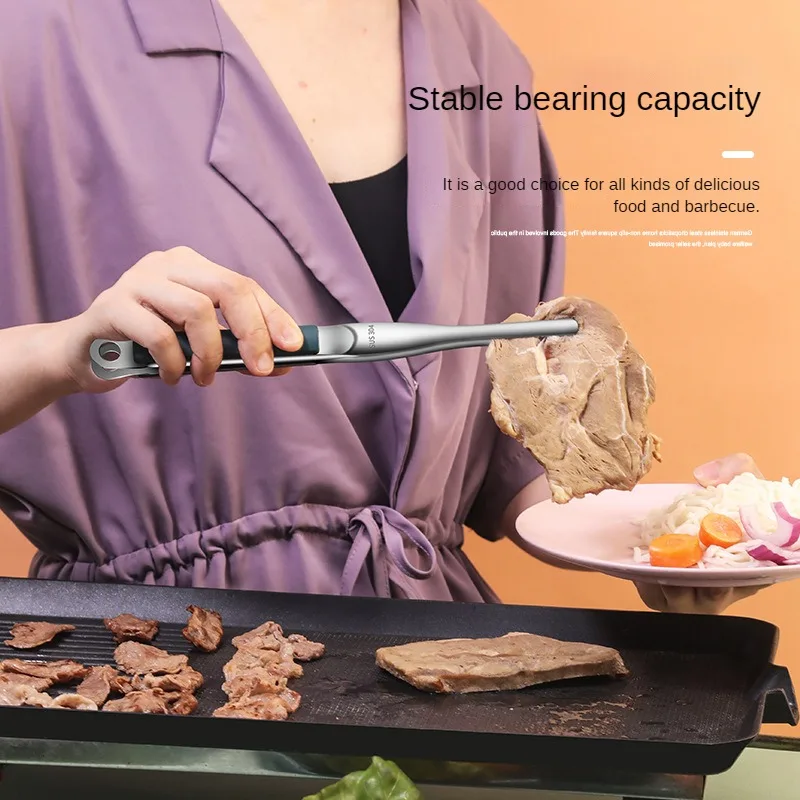 스테인리스 스틸 바베큐 집게, 304 빵 스테이크 집게, 미끄럼 방지 바베큐 다기능 음식 거치대, 모던하고 미니멀한