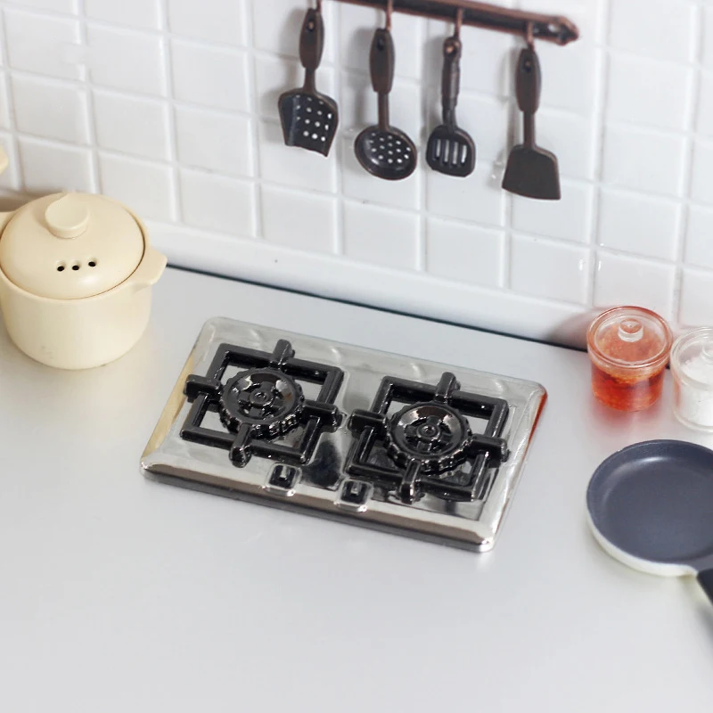 1/12 Scale Dollhouse Miniature Kitchen Furniture Stove Model Mini Gas Burner Model Toys For Barbies Doll Decoration Accessories