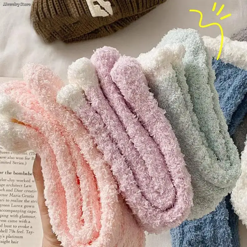 

Lovely Socks For Women Kawaii Thicken Cashmere Middle Tube Socks Sweet Girls Soft Warm Outwear Floor Wear Socks 1 pair