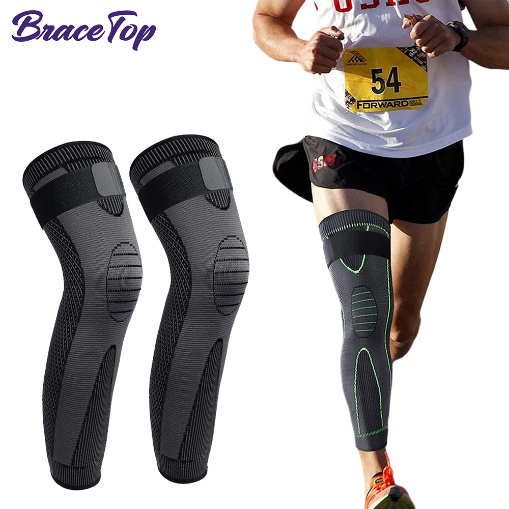 BraceTop Sports Full Leg Compression Sleeves Knee Brace Support