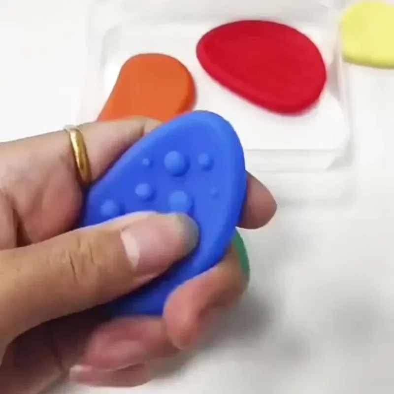 6pcs/Set Children's Sensory Educational Toy Fidget Toys Color Silicone Stone for Autism Kids Adults Emotional Stress Relief Toys 4