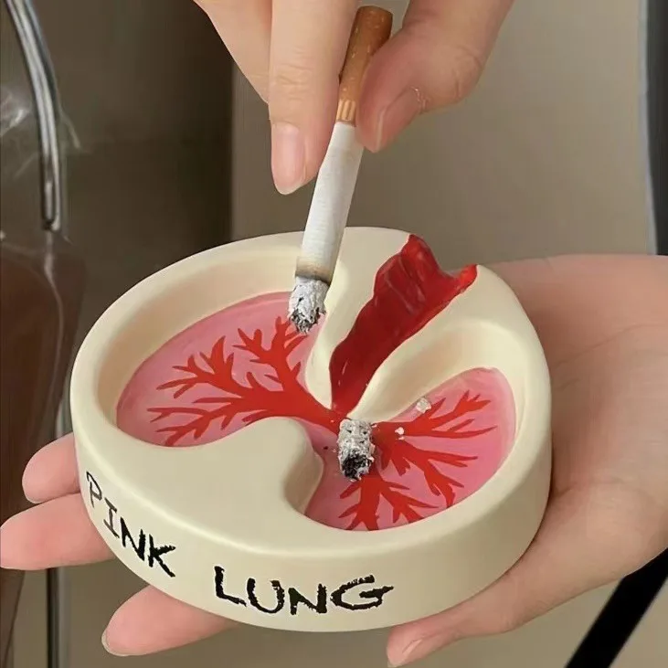 Pink Lung Ashtray Resin Funny Cool Desktop Cigarettes Smoking Cigar Ashtray Home Smokers Ash Tray Holder Creative Ashtrays Tray portable ashtray cigarettes ashtray silicone ashtray stainless steel ashtray metal ashtray ceramic ashtray