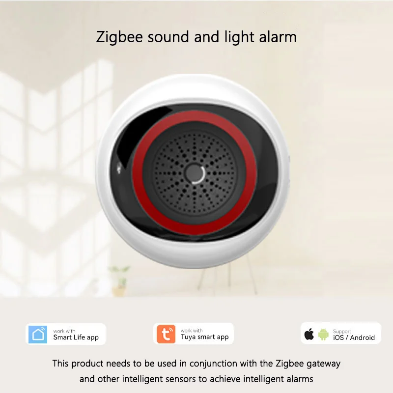 

Zigbee Tuya 100dB High Decibel Flash Alarm Siren Security Monitor Anti-theft Horn USB or Battery Power for Security Protection