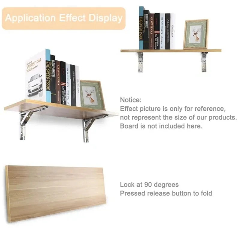 Folding Bracket 8"/10"/12"/14"/16" for Shelf Table Desk Wall Mounted Support Arm Space Saving Carbon Steel shelf bracket folding shelf bracket shelf support