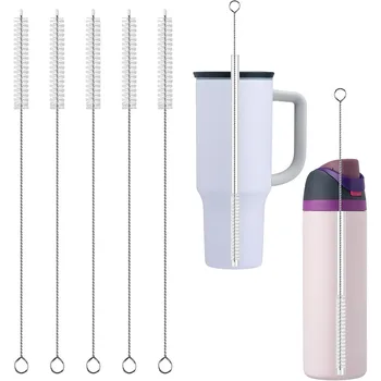 2-10 pezzi kit spazzola per pulizia cannuccia spazzola per tubi spazzole per pulizia manico lungo in nylon acciaio inossidabile per biberon 1