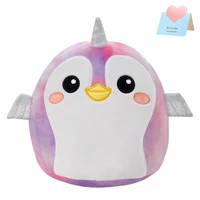 38cm Unicorn Penguin Doll Throw Pillows Penguin with Wings Rainbow Plush Animals Cushion for Girls Purple Stuffed Toys New 1