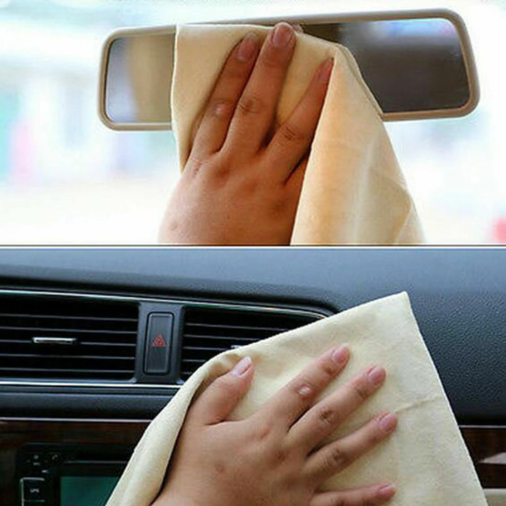 Car Cleaning Towel 90*60cm/80*60cm Pure Natural Chamois Cleaning Cloth Irregular Absorbent Cloth Car Washing Maintenance Parts 5