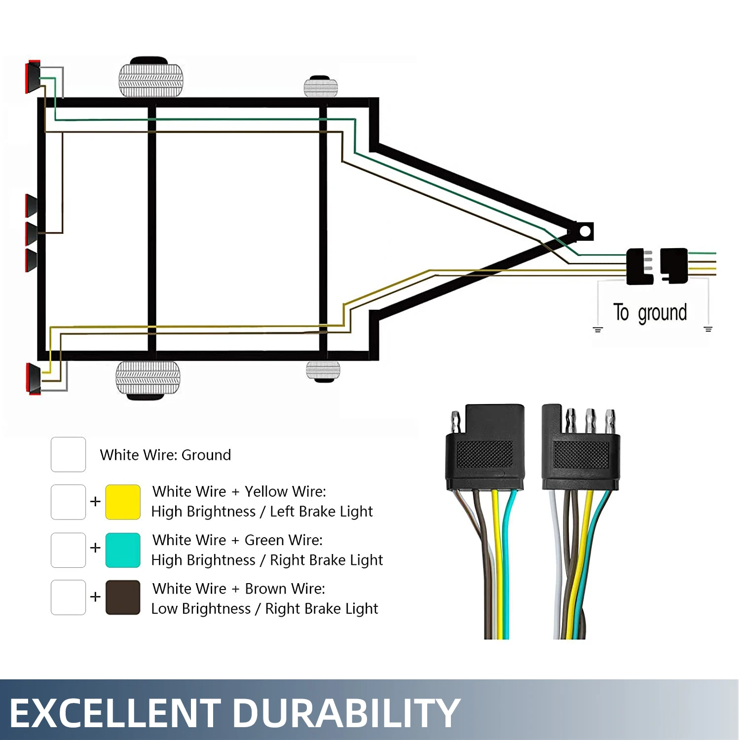 Trailer Plug Adapter Towing Adapter Towing Adaptor Trailer Plug Trailer Wire Power Cord The 4 Pin Connector Prong Plug Suite Wiring Harness Extension Pvc Light Adapter Kit Towing