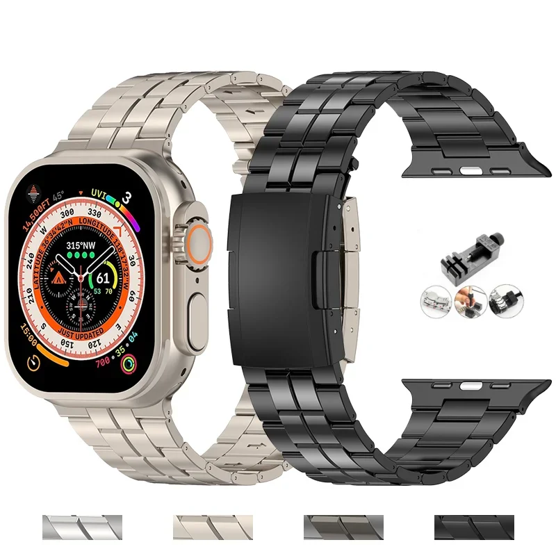 

Титановый роскошный браслет для Apple Watch Ultra 49 мм 45 мм 44 42 мм 41 40 мм, деловой браслет для iWatch Series 8 6 7 5 4 se