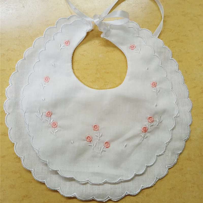 Set of 36 Fashion White Linen Double Scalloped Baby Bib 9"x9"inch dressy bib perfect for any special occasion