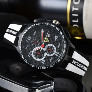Reloj deportivo de cuarzo multifuncional de silicona a la moda para hombre para Ferrari SJ F430 Stradale Roma 488 Portofino F8 Roma Spider 1