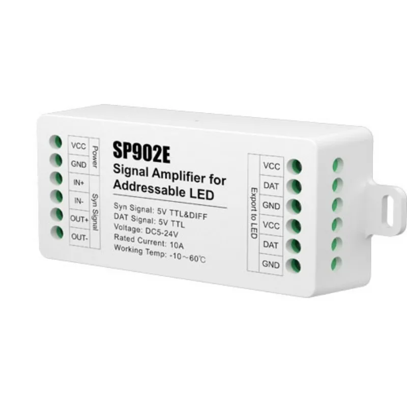 SP902E Signal Amplifier LED Addressable Strip Expander SPT Signal Control Amplifier For Pixel WS2812B WS2811 Dream Color 5v-24v
