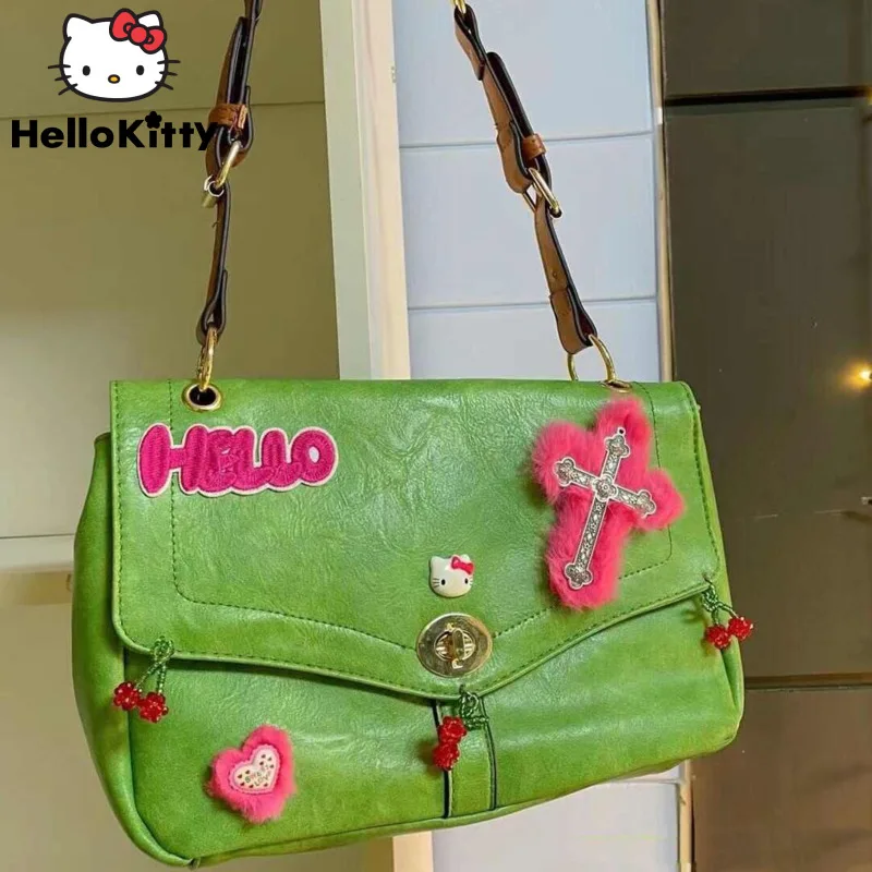 Sanrio Hello Kitty Bag New Vintage Brown Women's Bag Cartoon Printed Luxury  Handbag Pillow Bag Korean Versatile Fashion Y2k 2023 - AliExpress