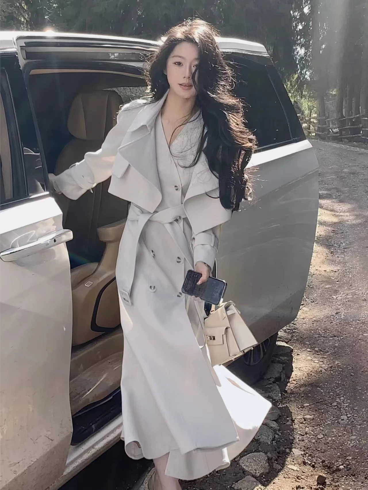 

Fashion British Style Mermaid Dress 2 Piece Set Korean Lapel Short Trench Coat Outfits Women Elegant Autumn Spring Clothing Suit