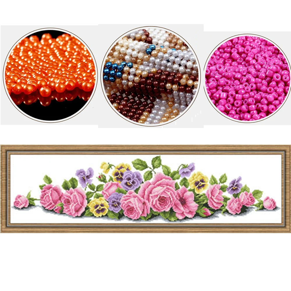 Diy Bead embroidery kits cross stitch kits beadwork set 3mm pearl embroidery Rose icons beads for needlework crafts