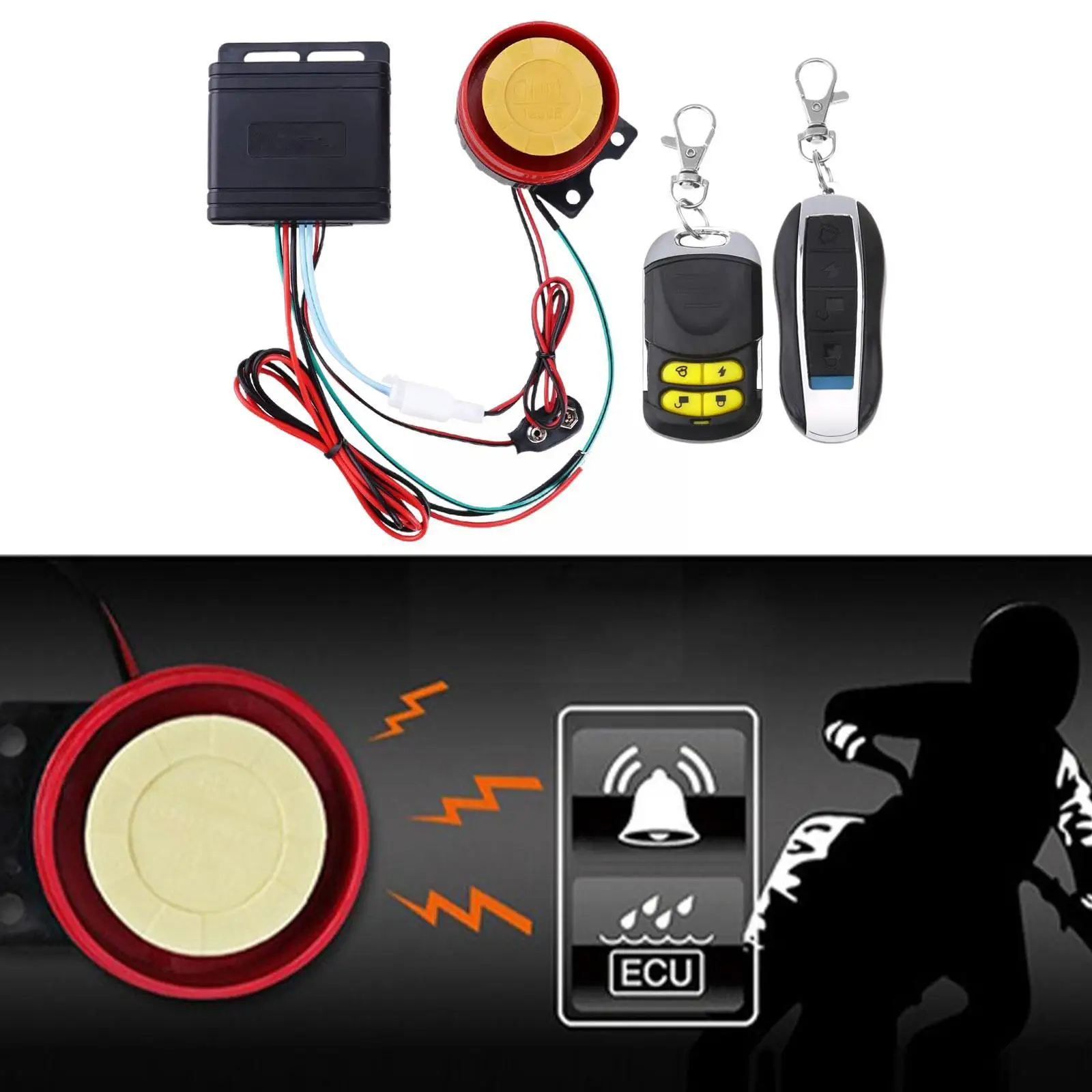 12V Car High Power Siren Motorcycle Alarm System Remote Control Anti-theft For Motorcycle