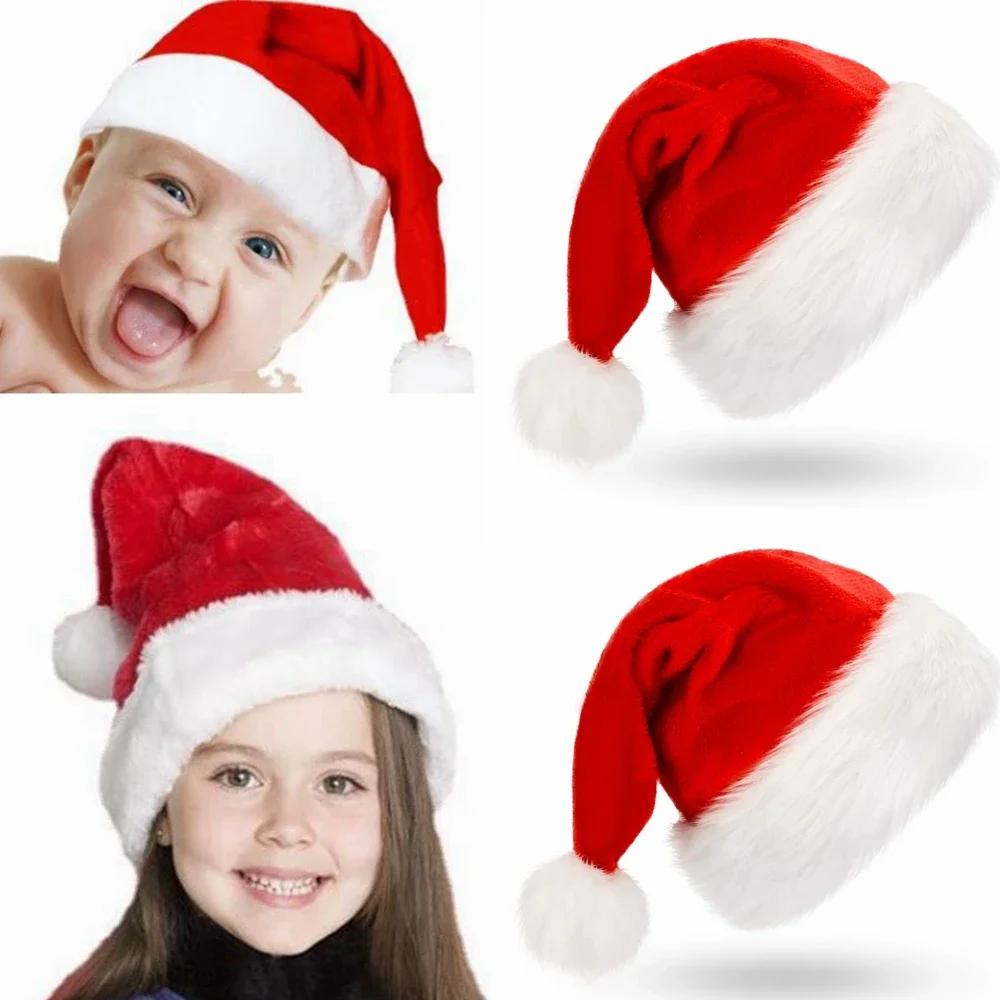 New Year Plush Christmas Hat Adults Kids Christmas Decorations For Home Xmas Santa Claus Gift Warm Winter Caps Navidad Noel