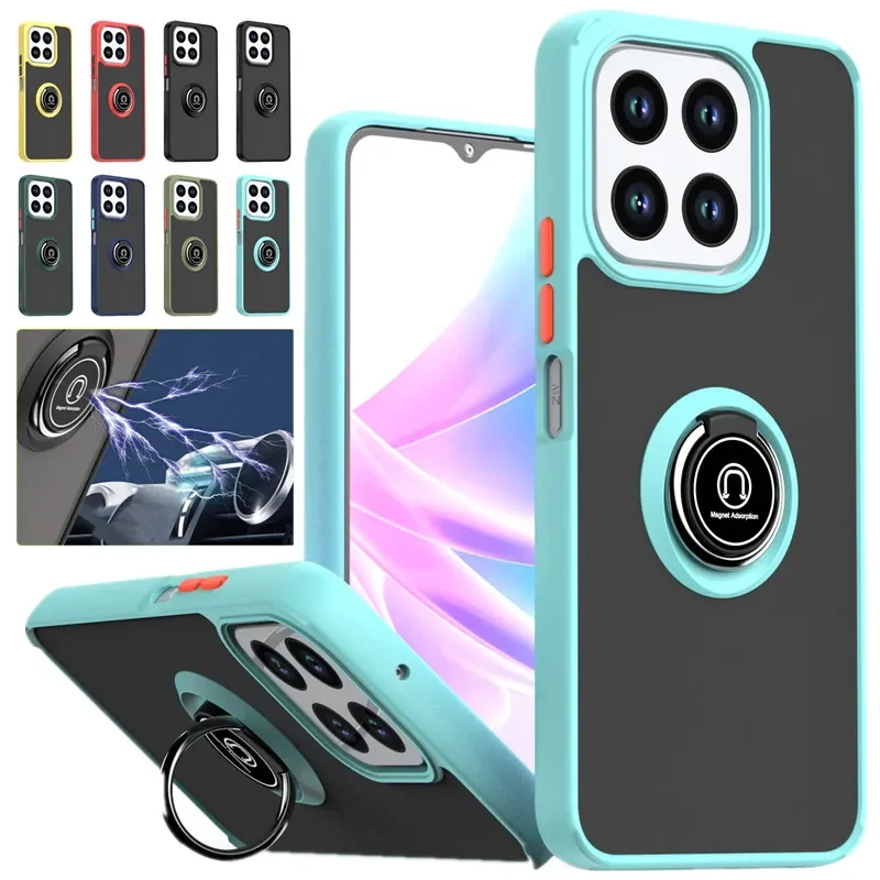 Enhanced Armor Matte Case with Magnetic Ring Stand Holder - Shockproof Protective Cover