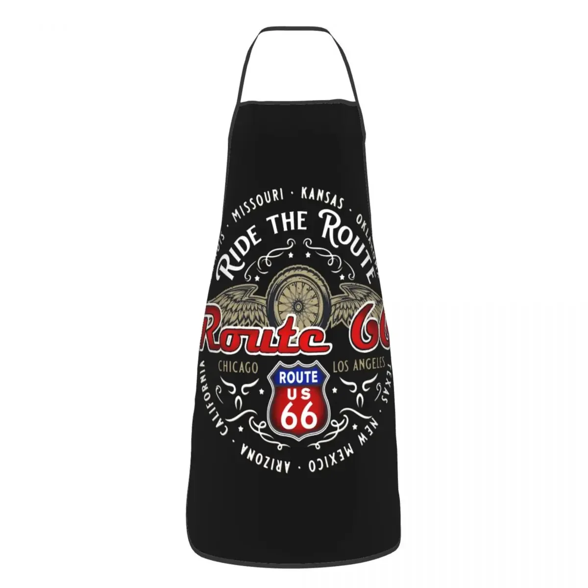 

Ride The Route 66 Apron Unisex Bib Biker Motorcycle Cruise America's Highway Kitchen Cooking Tablier Cuisine Chef Baking