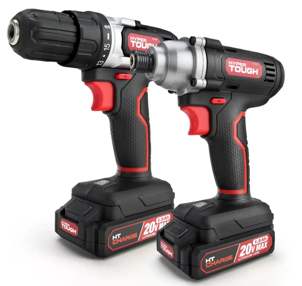 

Home Improvement 20V Max 3/8 Inch Cordless Drill / 1/4 Inch Cordless Impact Driver Combo with (2) - 1.5Ah Batteries and Chargers