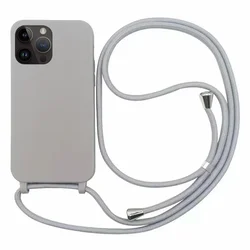 Crossbody Necklace Lanyard Phone Case - Silicone Soft TPU Back Cover - IP 6P 7Plus 8plus (GRAY)