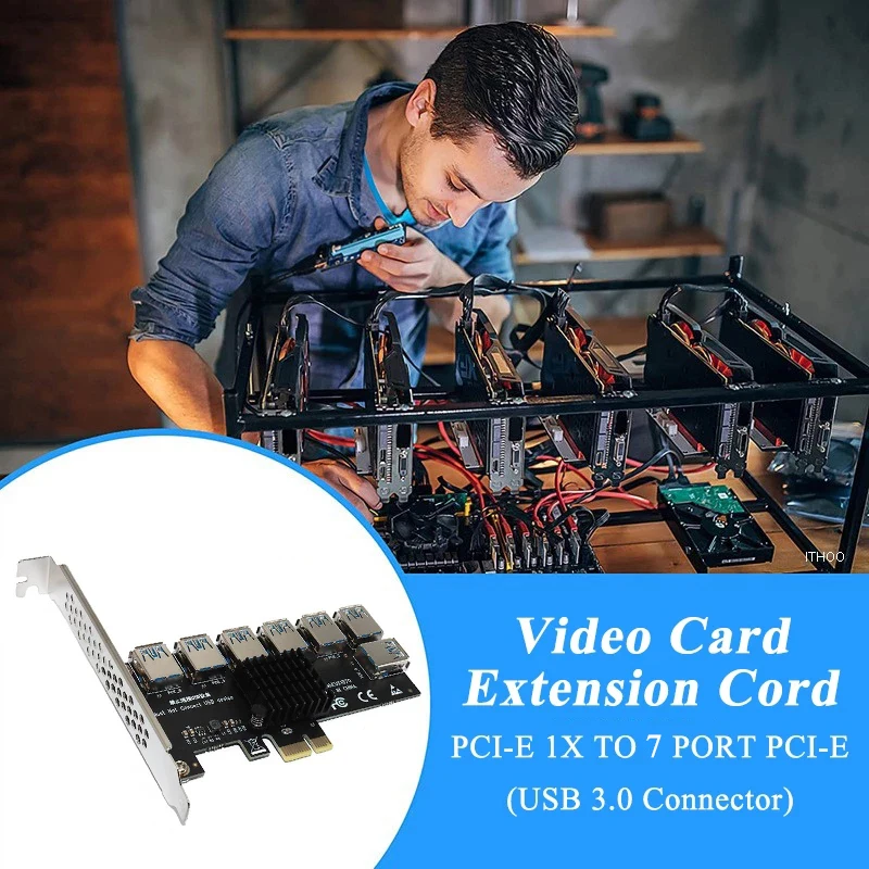 Multiplicador de Portas Pcie para Mineração Btc a Riser Usb 3.0 Adaptador Pci Express X16 Placa Pci-e 1x a 16x Placa de Vídeo - Imagem 3