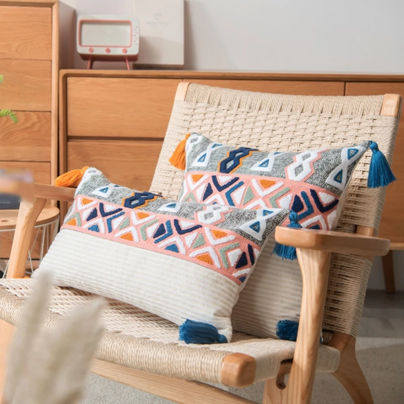 

Наволочки в стиле бохо для кровати, мягкая плюшевая подушка для спальни с геометрическим рисунком, чехол для подушки 12x20 дюймов 18x18 дюймов