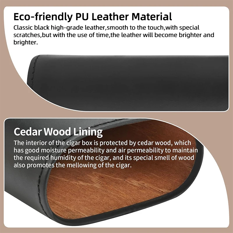 Cigar Case Cedar Wood Lining Travel Humidors Cigar Accessories