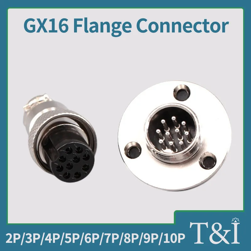 

5/10 Sets GX16 Flange Seat Fixing Circular Aviation Socket Plug Panel Connector 2/3/4/5/6/7/8/9/10 Pin Male&Femal Column