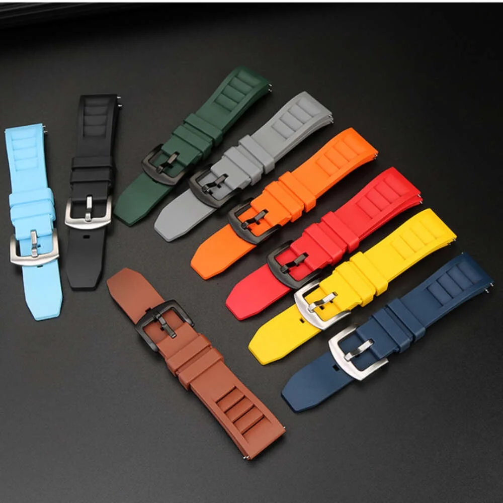 

For Omega Seahorse/for Rolex/IWC/for Longines Premium-Grade Fluorine Rubber Strap Quick Release Strap Replace Bracelet 20mm 22mm