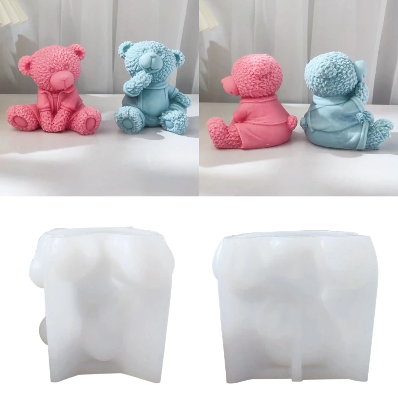 

Candle Mold for Candle Making Sitting Bear Silicone Mold for Aromatherapy Plaster Colored Gypsum Mould DIY Crafts