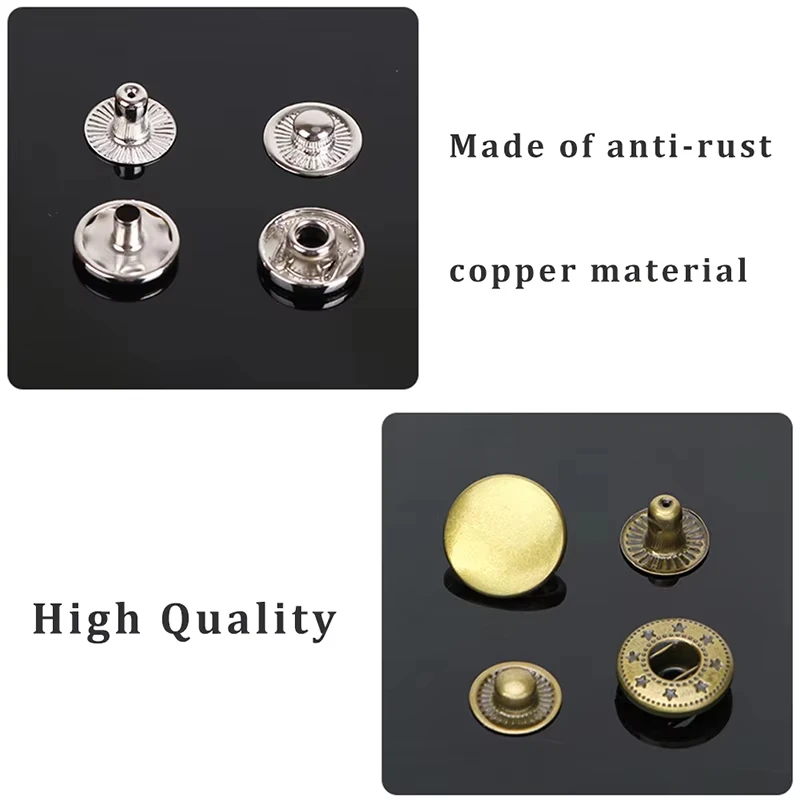 Fenrry Leather Snap Fasteners Kit Press Stud Metal Button Snaps with Hammer Installation Tools for DIY Leather Craft Accessories leather tools,leather craft tool kit,leather craft tools,leather craft tool,snap buttons tools