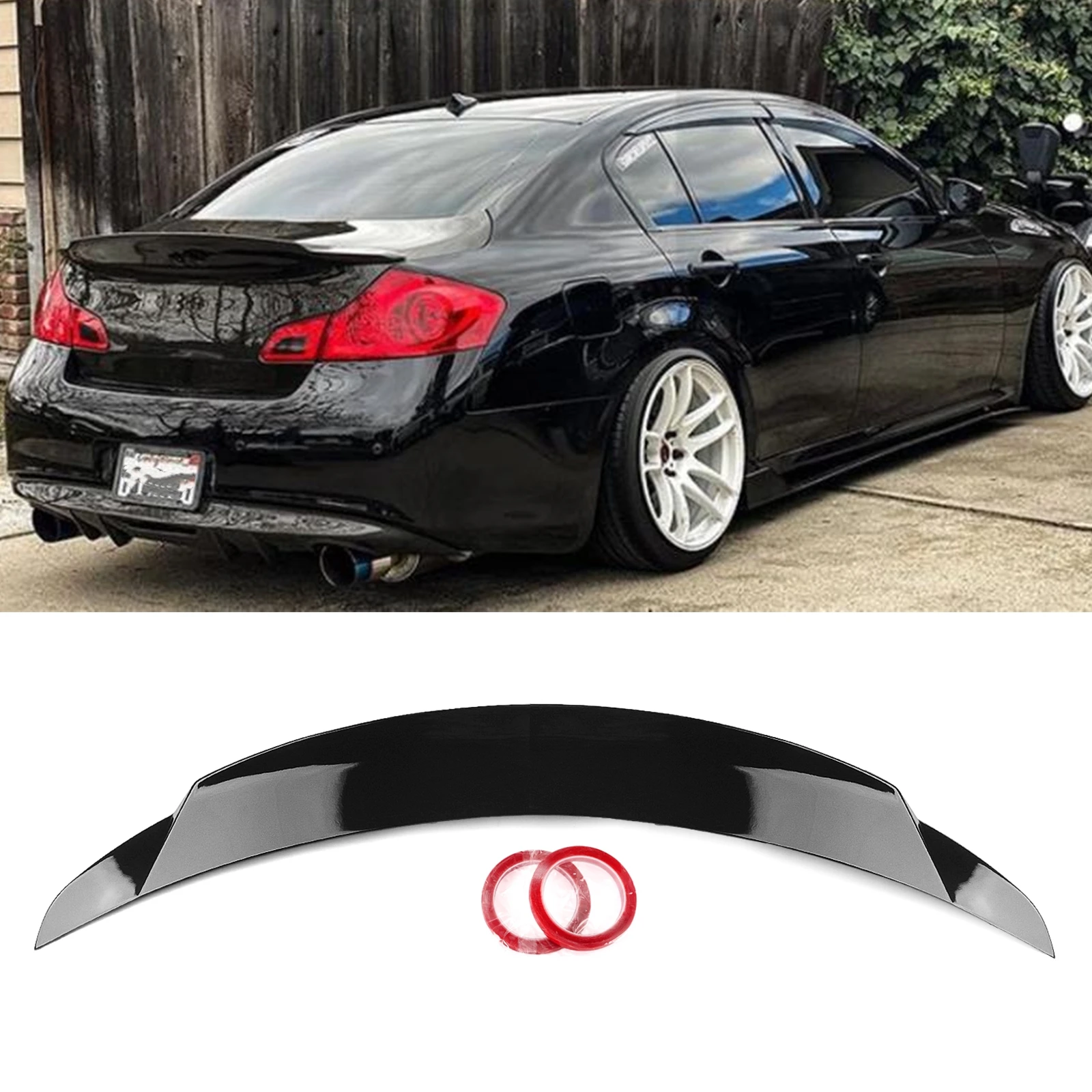 

Крыло заднего спойлера для INFINITI G35 G25 G37 Q40, 4 двери седан 2007-2015, крышка багажника автомобиля, крышка багажника, отделка, верхний разветвитель, губа