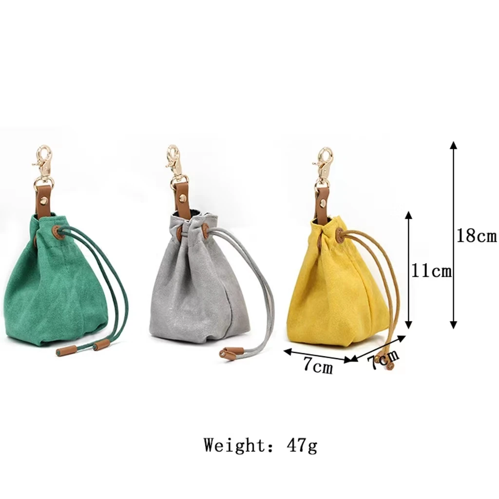 Pet Portable Dog Treat Bag Holder Walking Carries Outdoor Training Treats Snack Bag Puppy Hands Free Drawstring Pouch