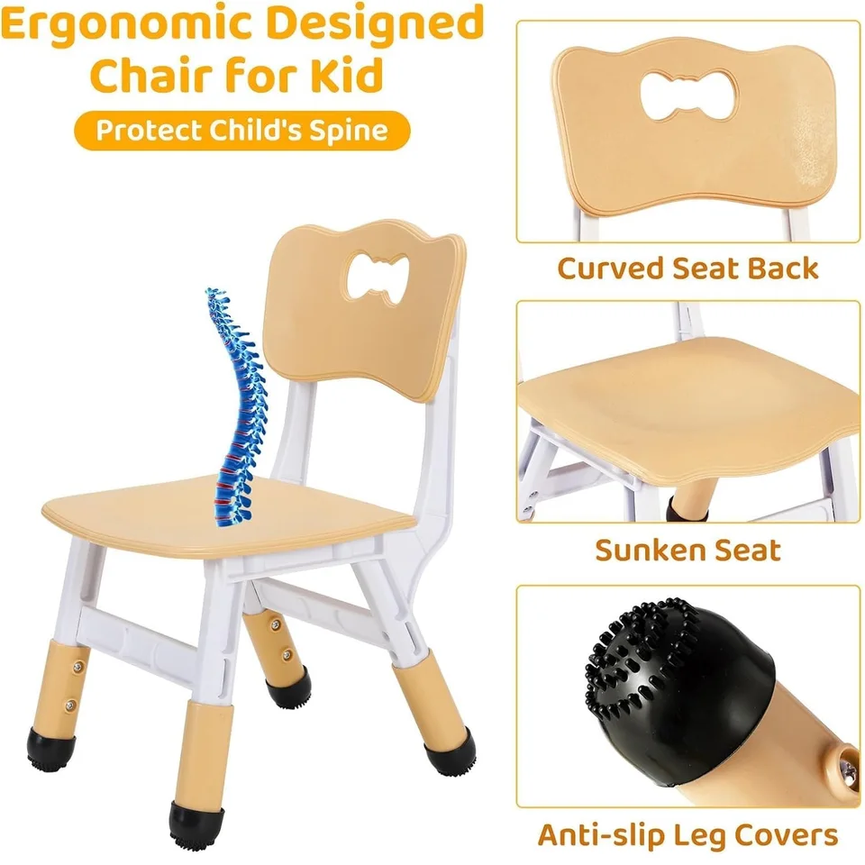 Kindertafel met 6 stoelen, in hoogte verstelbaar, kindertafelstoelset voor kleuterschool en kinderkamer, plastic kindermeubels, zitgroep voor jongens en meisjes vanaf 2 jaar, mintgroen