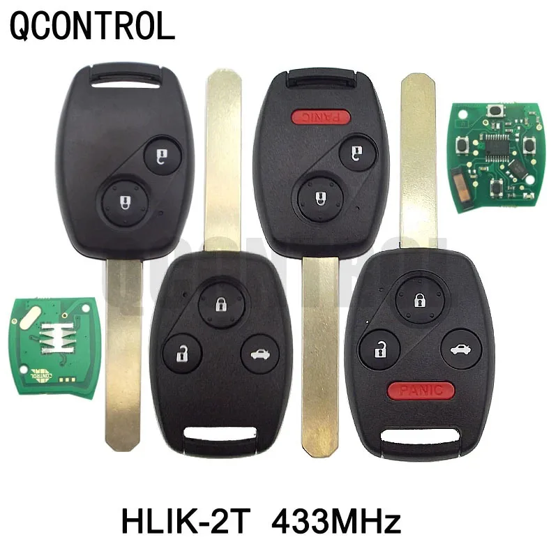QCONTROL New Car Remote Key 433MHz for Honda HLIK-2T Accord Element Pilot CivicCR-V HR-V Fit Insight City Jazz Odyssey Fleed