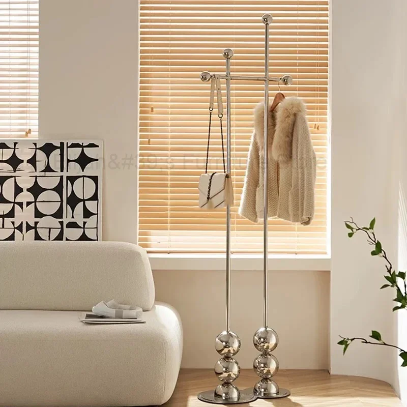 

Modern Aesthetic Clothes Rack Stainless Steel Long Bedroom Organizer Hangers Clothes Hanger Floor Porte Manteau Hotel Furniture