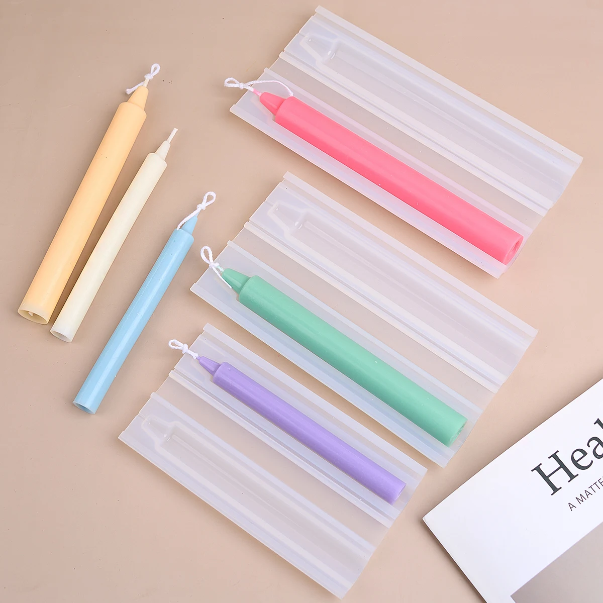 Silicone Candle Mold Long Rod DIY Aromatic Wax Stick Taper Handmade Gifts Home Table Decor
