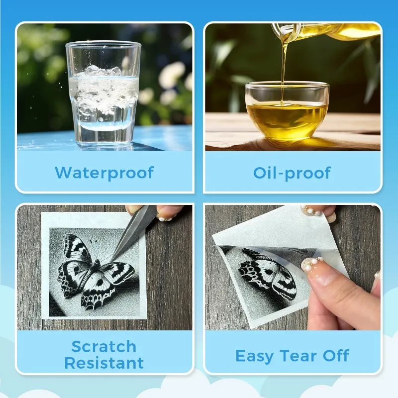 Transparent Adhesive Thermal Sticker Paper, For Phomemo/Memoking T02/M02 TP6 Printer Black On Transparent For Notes List Sticker