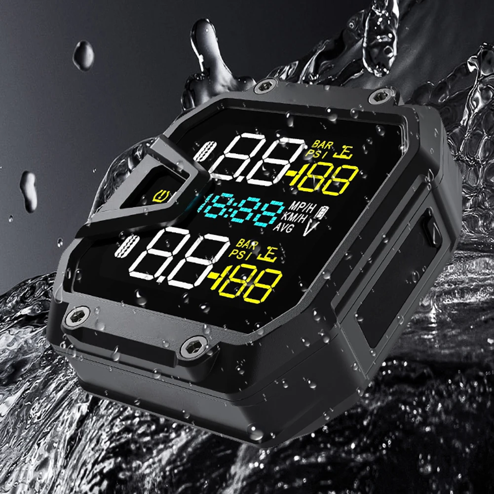 Motorcycle TPMS Tire Pressure Monitoring System LCD Display Wireless Tire Pressure Monitoring System for Two Wheeled Motorcycle