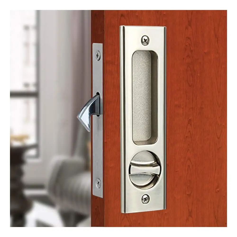 Sliding Door Lock Indoor Black Privacy Pocket Door Lock Hardware Double Barn Furniture Hardware Handle Latch With Keys