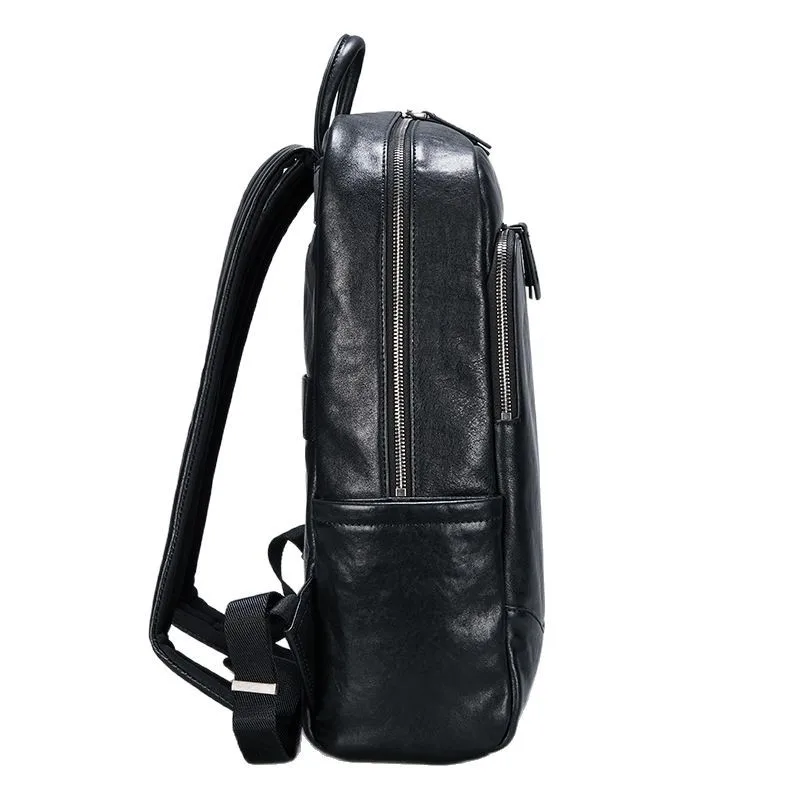 New Men Genuine Leather Backpack Vintage Vegetable Tanned Top Grain Large Capacity Business Travel Laptop Bag