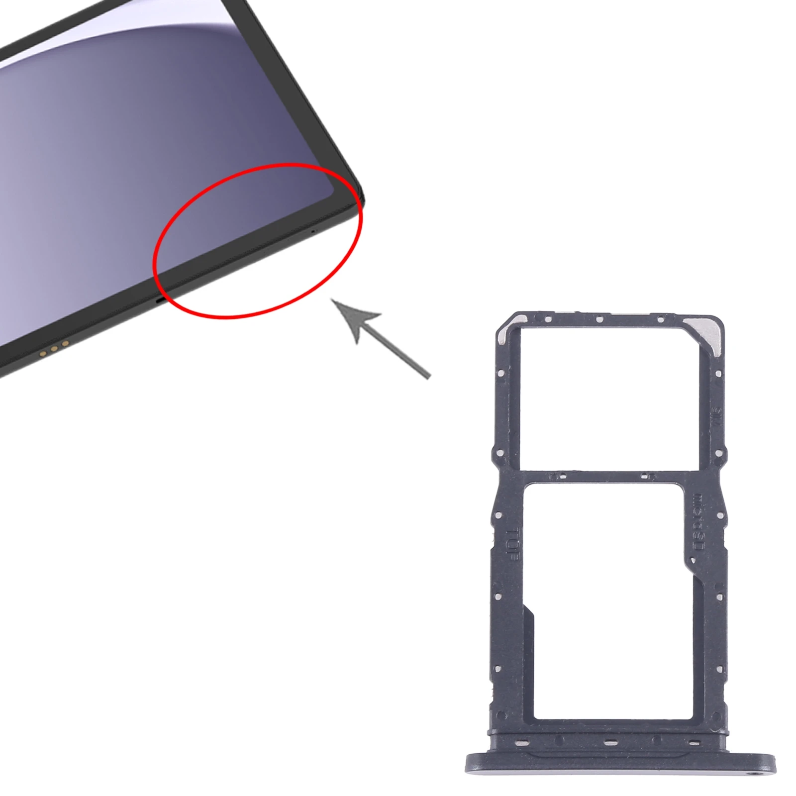 SIM + Micro SD Card Tray Replacement Component in Silver