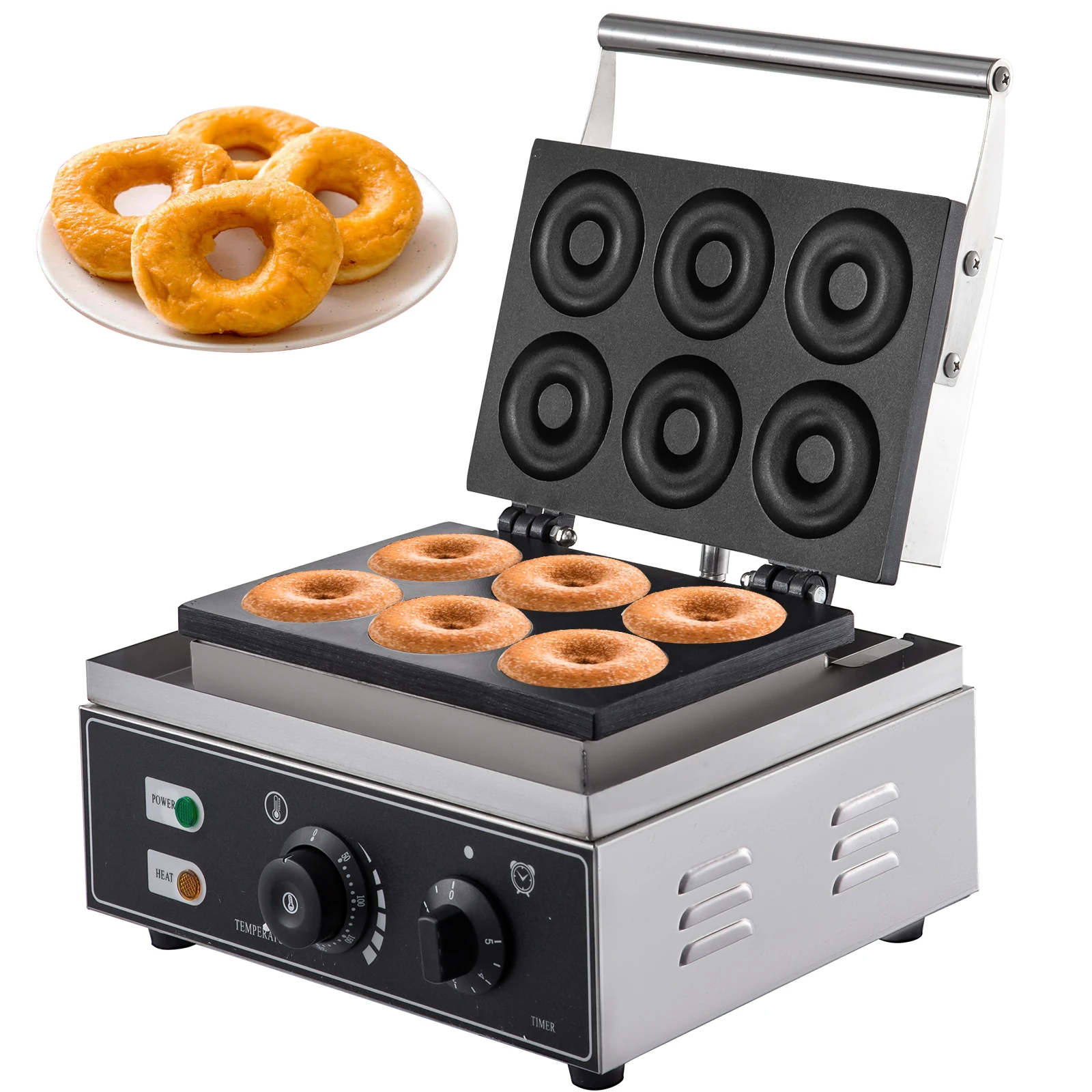 VEVOR 6-Hole Electric Donut Maker – Non-Stick Stainless Steel 1
