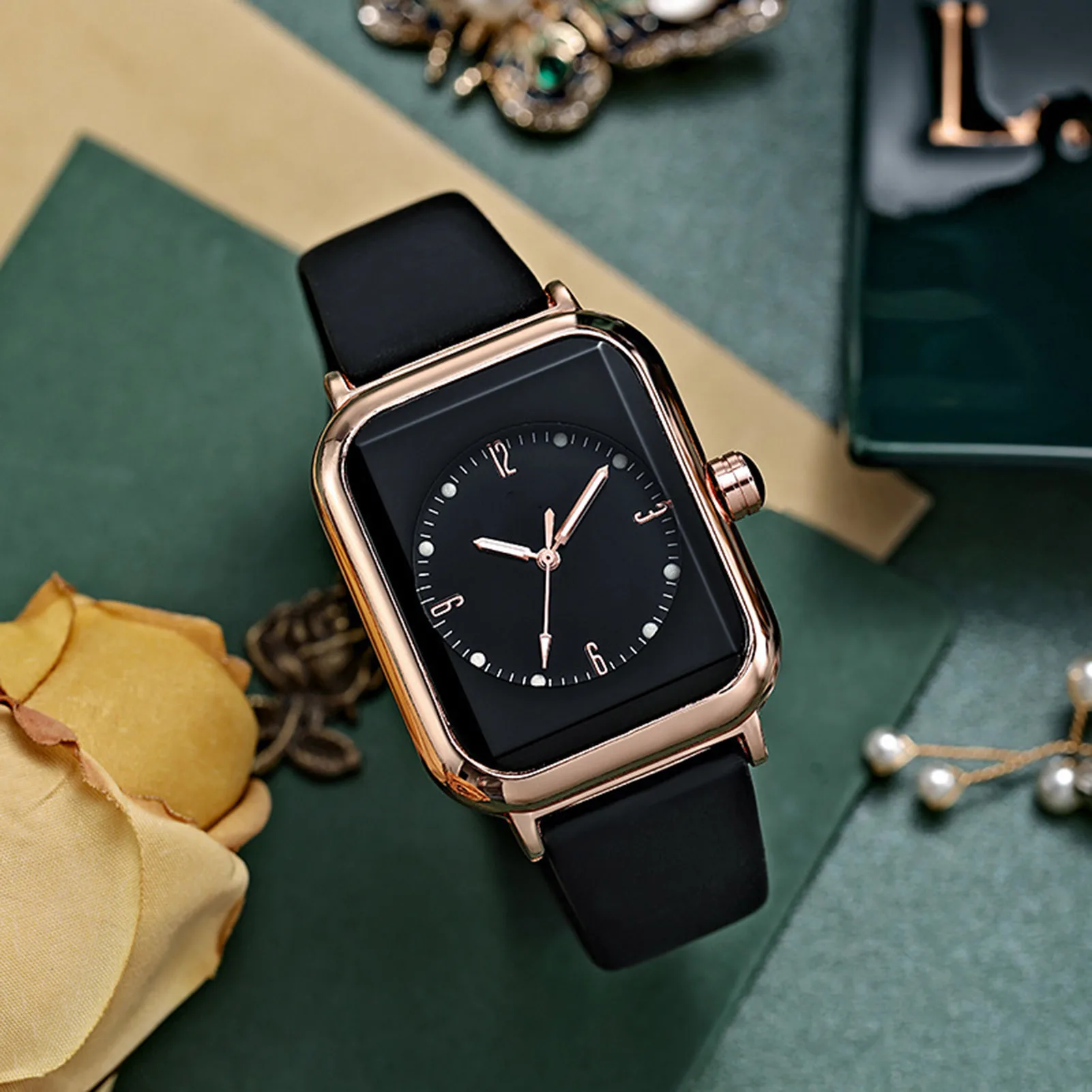 

Женские наручные часы с силиконовым ремешком, зеленые/розовые/зеленые/красные/черные часы с пряжкой с язычком для офиса, деловых встреч